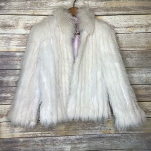 Saga Fax vintage white blue fox fur coat size S